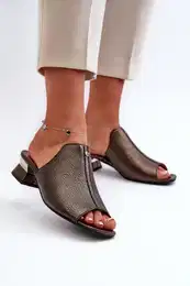 Zazoo Elegant Women's Leather Sandals with Low Heel
