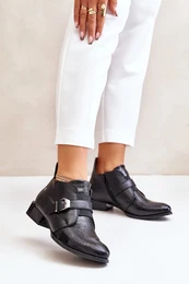 Leather Low Ankle Boots With Zipper
