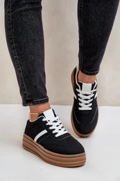 FG2 Women's Platform Sneakers Black Dravinnia