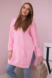Insulated sweatshirt with side slits light pink