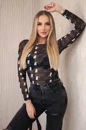 Black nude blouse with pistols