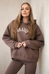 Cotton set with embroidered Paradise mocca inscription