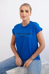 Bavlnn halenka C'est La Vie Paris chrpov modr
