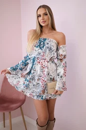 Floral ecru shoulder dress