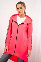 Sweatshirt with back zip pink neon