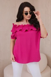 Spanish blouse with decorative ruffle fuchsia