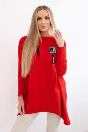 Oversized sweatshirt with asymmetrical sides red