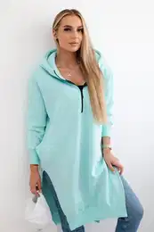Women's insulated sweatshirt with slits on the sides - mint