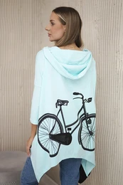 Mint cycling print hoodie