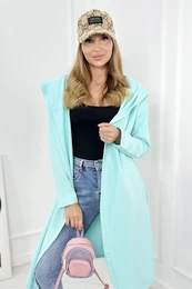 Long hooded cardigan mint