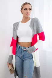 Svetr Cardigan na ramnka ed+malina
