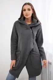Insulated sweatshirt with graphite asymmetrical zipper