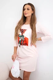 Dress with 3D graphics Remarkable powder pink