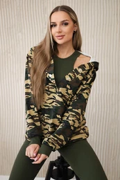 3-piece MOOR set of sweatshirt, top and leggings khaki + beige