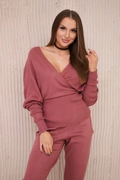 Sweater set two-piece dark pink