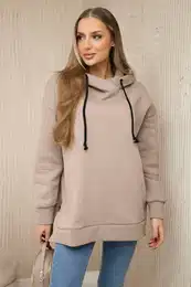 Insulated sweatshirt with side zipper dark beige