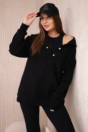 Set of 3in1 sweatshirt, top and leggings in black color