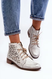 2871 Women's Laced Ankle Boots Silver