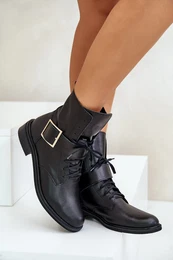 2949 Leather Ankle Boots With Buckle Black