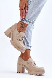 LEMAR Elegant shoes on a pillar With Silver Ornament Beige Harmell