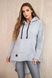 Padded sweatshirt with a long back and a grey hoodie