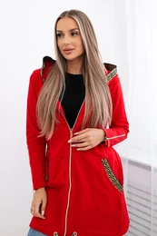 Mikina s ozdobnm pskem erven barvy