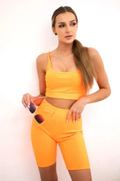 Set of high-waisted trousers in orange neon colour