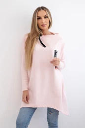 Oversized sweatshirt with asymmetrical sides powder pink
