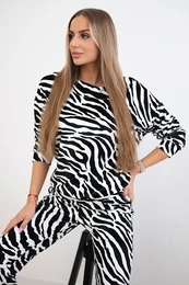 Velour set with zebra print black+white