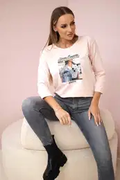 Blouse with Collage print powder pink