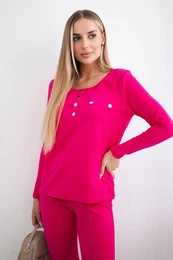 Set with fuchsia press stud neckline
