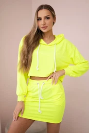 Set of sweatshirt with skirt yellow neon color