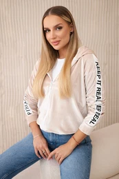 Velour hoodie beige