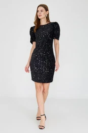 Black Back Detail Velvet Sequin Dress