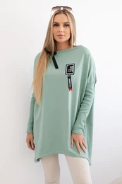 Oversized sweatshirt with asymmetrical sides dark mint
