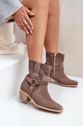 Suede Ankle Boots With Heel Brown