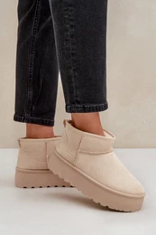 marka niezdefiniowana Women's Platform Snow Boots Light Beige Ninala