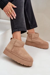 marka niezdefiniowana Womens Snow Boots On Platform Dark Beige Ninala
