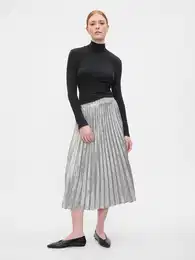 Metallic pleated midi skirt - Women's