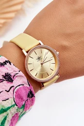 Dmsk hodinky Classic s pskem lut