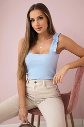 marka niezdefiniowana Blouse with frills on the straps azure