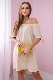 Woski Dress tied on the sleeves beige