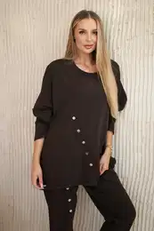 Woski Oversize cotton set sweatshirt + pants brown