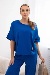 Woski Cotton set blouse + trousers cornflower blue