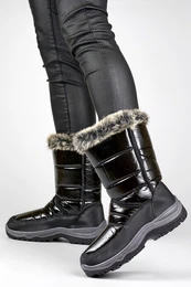 Women's white high snow boots, insulated winter boots with a drawstring