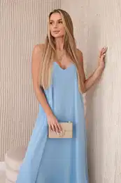 Woski Muslin dress with straps blue