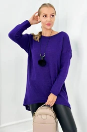 Woski Sweater with necklace dark purple
