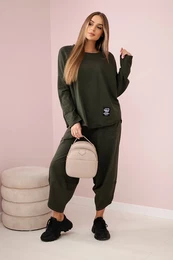 Woski Cotton sweatshirt pants set dark mint