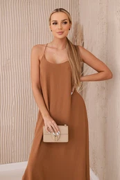 Woski Long dress with straps Camel