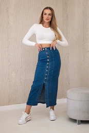 Kesi Woski Dlouh sukn s knoflky svtl denim